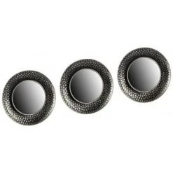 BRICOMARTEAU Ensemble De Miroirs Noir Argenté Plastique Miroir (3 Pièces) (27 X 3 X 78 Cm)