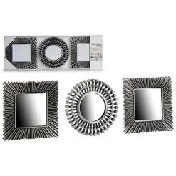 BRICOMARTEAU Ensemble De Miroirs Noir Argenté Plastique Verre (3 Pièces)