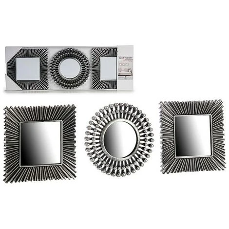 BRICOMARTEAU Ensemble De Miroirs Noir Argenté Plastique Verre (3 Pièces) 3 BRICOMARTEAU Ensemble De Miroirs Noir Argenté Plastique Verre (3 Pièces)
