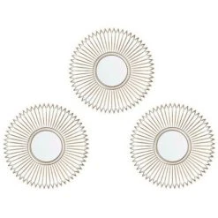 BRICOMARTEAU Miroir Mural Doré Blanc Plastique (25 X 1,5 X 25 Cm) (3 Pcs) -Miroir Soldes Boutique 65995877 2