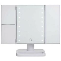 BRICOMARTEAU Miroir Grossissant Avec LED 1x 2x 3x Blanc (34,7 X 11,5 X 29 Cm)