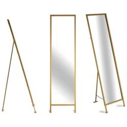 BRICOMARTEAU Miroir Sur Pied Verre Doré Métal (45 X 3,5 X 172 Cm) -Miroir Soldes Boutique 66007591 2