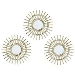 BRICOMARTEAU Miroir Mural Epis Doré Plastique Champagne (25 X 1,5 X 25 Cm) (3 Pcs)