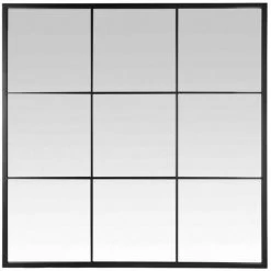 DRAWER Miroir Fenêtre Style Industriel 100x100 - Jules - Couleur - Noir