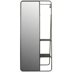 DRAWER Miroir En Métal Avec 2 étagères - Dex - Couleur - Noir