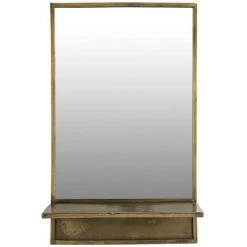 DRAWER Miroir Rectangulaire En Laiton Avec étagère - Feyza - Couleur - Laiton
