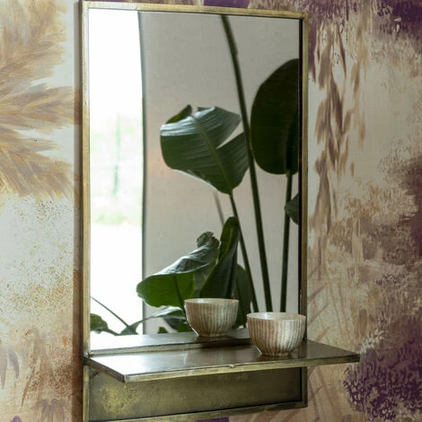 DRAWER Miroir Rectangulaire En Laiton Avec étagère - Feyza - Couleur - Laiton 4 DRAWER Miroir Rectangulaire En Laiton Avec étagère - Feyza - Couleur - Laiton – Image 2