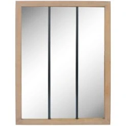 DRAWER Miroir Verrière En Métal Et Bois 113x85cm - Nell - Couleur - Bois Clair