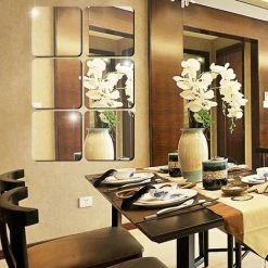 YOOUYIDA 6 Pièces Moderne Acrylique Arrondi Carré Décoration Murale Miroir Stickers Muraux Pour Salon Chambre Décor à La Maison. Miroirs Carrés Stickers Miroir Adhésif Miroir Autocollant -Miroir Soldes Boutique 66372701 4