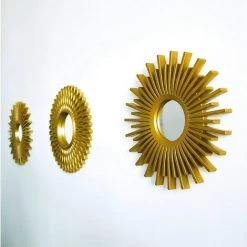 Miroir Murale 3 Pièces Miroir Rond Pour Decoration Murale Dans Maison, Salon Et Chambre | Miroir Soleil Accrocher Au Mur Original Cadeau Femme Et Maman | Miroir Doré Pour Décoration Adélala -Miroir Soldes Boutique 66385752 4