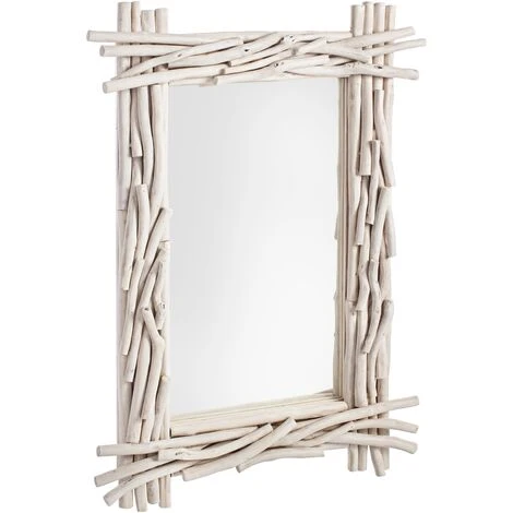 LES TENDANCES Miroir Rectangle En Branches Teck Blanc Sary L 90 Cm 3 LES TENDANCES Miroir Rectangle En Branches Teck Blanc Sary L 90 Cm