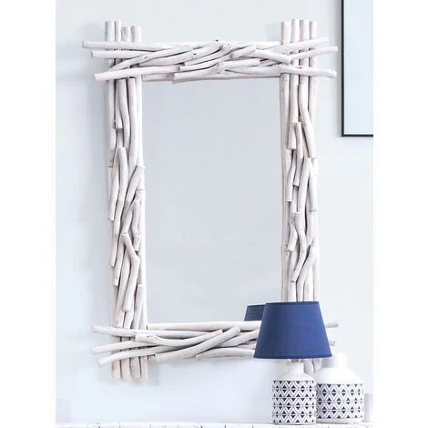 LES TENDANCES Miroir Rectangle En Branches Teck Blanc Sary L 90 Cm 4 LES TENDANCES Miroir Rectangle En Branches Teck Blanc Sary L 90 Cm – Image 2
