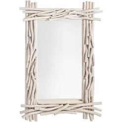 LES TENDANCES Miroir Rectangle En Branches Teck Blanc Sary L 90 Cm 7 LES TENDANCES Miroir Rectangle En Branches Teck Blanc Sary L 90 Cm -Miroir Soldes Boutique 66753964 3