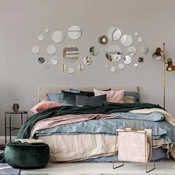 WAVE Miroir Stickers Muraux, 30pcs Rond Miroir Mural Adhésif 3D Décoratif Amovible Décor Art Cercle Auto-Adhésif DIY Miroir Autocollant Mural Rond Pour Salon Cuisine Chambre Bureau TV Fond Décoration -Miroir Soldes Boutique 66826993 3