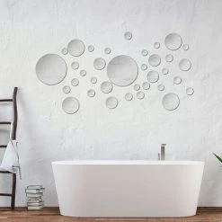 WAVE Miroir Stickers Muraux, 30pcs Rond Miroir Mural Adhésif 3D Décoratif Amovible Décor Art Cercle Auto-Adhésif DIY Miroir Autocollant Mural Rond Pour Salon Cuisine Chambre Bureau TV Fond Décoration -Miroir Soldes Boutique 66826993 5