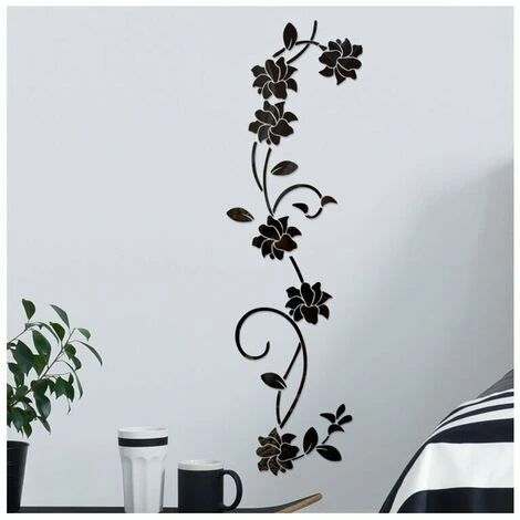 FLETéçA Miroirs Muraux Flower Vine Acrylique Miroir Stickers Muraux, Élégant Miroir Réglage Mur Autocollant, Mur Collant Miroir Décoration Murale Pour La Maison Salon Chambre Décor, Argent 4 FLETéçA Miroirs Muraux Flower Vine Acrylique Miroir Stickers Muraux, Élégant Miroir Réglage Mur Autocollant, Mur Collant Miroir Décoration Murale Pour La Maison Salon Chambre Décor, Argent – Image 2