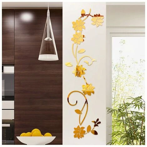 FLETéçA Miroirs Muraux Flower Vine Acrylique Miroir Stickers Muraux, Élégant Miroir Réglage Mur Autocollant, Mur Collant Miroir Décoration Murale Pour La Maison Salon Chambre Décor, Argent 5 FLETéçA Miroirs Muraux Flower Vine Acrylique Miroir Stickers Muraux, Élégant Miroir Réglage Mur Autocollant, Mur Collant Miroir Décoration Murale Pour La Maison Salon Chambre Décor, Argent – Image 3