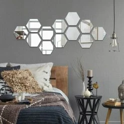 FLETéçA Sticker Mural Miroir, 12PCS Autocollant Miroir Amovible DIY Acrylique Décoration Murale Miroir Carrelage Hexagone Miroir Sticker Mural Salon Chambre Miroir (argent, 126*110*63mm) 9 FLETéçA Sticker Mural Miroir, 12PCS Autocollant Miroir Amovible DIY Acrylique Décoration Murale Miroir Carrelage Hexagone Miroir Sticker Mural Salon Chambre Miroir (argent, 126*110*63mm) -Miroir Soldes Boutique 66969636 3