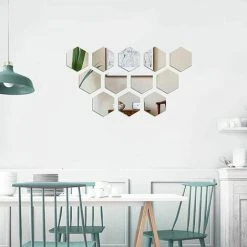 FLETéçA Sticker Mural Miroir, 12PCS Autocollant Miroir Amovible DIY Acrylique Décoration Murale Miroir Carrelage Hexagone Miroir Sticker Mural Salon Chambre Miroir (argent, 126*110*63mm) 11 FLETéçA Sticker Mural Miroir, 12PCS Autocollant Miroir Amovible DIY Acrylique Décoration Murale Miroir Carrelage Hexagone Miroir Sticker Mural Salon Chambre Miroir (argent, 126*110*63mm) -Miroir Soldes Boutique 66969636 5