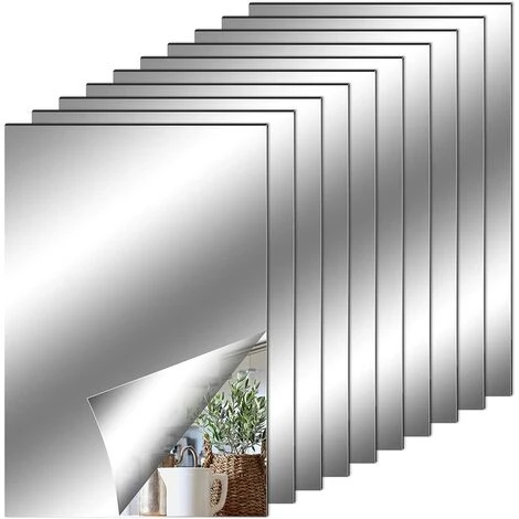 AOUGO Lot De 10 Autocollants Muraux Miroir, 10,2 X 15,2 Cm Auto-adhésifs Flexibles Miroir Sans Verre En Plastique Collant Miroir Carreaux, Autocollants Miroir Pour La Décoration Murale De La Maison 3 AOUGO Lot De 10 Autocollants Muraux Miroir, 10,2 X 15,2 Cm Auto-adhésifs Flexibles Miroir Sans Verre En Plastique Collant Miroir Carreaux, Autocollants Miroir Pour La Décoration Murale De La Maison