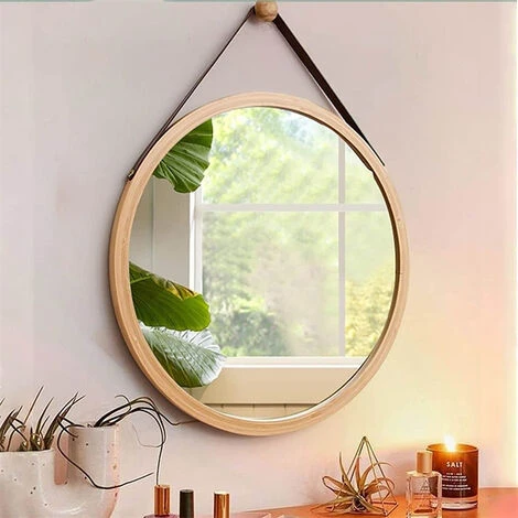 WAHAISON Miroir Mural Rond Miroir De Toilette Miroir De Toilette Miroir Décoratif En Bois Pour Chambre à Coucher Miroir Rond Avec Corde (couleur Naturelle 45CM) 4 WAHAISON Miroir Mural Rond Miroir De Toilette Miroir De Toilette Miroir Décoratif En Bois Pour Chambre à Coucher Miroir Rond Avec Corde (couleur Naturelle 45CM) – Image 2