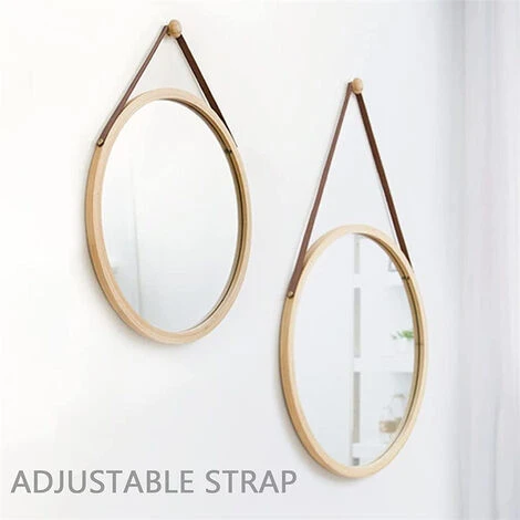 WAHAISON Miroir Mural Rond Miroir De Toilette Miroir De Toilette Miroir Décoratif En Bois Pour Chambre à Coucher Miroir Rond Avec Corde (couleur Naturelle 45CM) 6 WAHAISON Miroir Mural Rond Miroir De Toilette Miroir De Toilette Miroir Décoratif En Bois Pour Chambre à Coucher Miroir Rond Avec Corde (couleur Naturelle 45CM) – Image 4