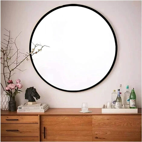 WAHAISON Miroir Rond En Verre 40x40cm HD Miroir Mural Avec Cadre Métal Carré Pour Vanité, Salle De Bain,Salon Chambre (Noir) 4 WAHAISON Miroir Rond En Verre 40x40cm HD Miroir Mural Avec Cadre Métal Carré Pour Vanité, Salle De Bain,Salon Chambre (Noir) – Image 2