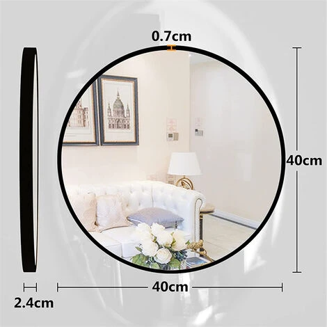WAHAISON Miroir Rond En Verre 40x40cm HD Miroir Mural Avec Cadre Métal Carré Pour Vanité, Salle De Bain,Salon Chambre (Noir) 5 WAHAISON Miroir Rond En Verre 40x40cm HD Miroir Mural Avec Cadre Métal Carré Pour Vanité, Salle De Bain,Salon Chambre (Noir) – Image 3