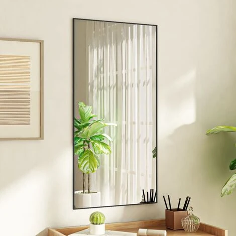 Miroir De Porte Noir 50x100 Cm Verre Et Aluminium VidaXL - Noir 4 Miroir De Porte Noir 50x100 Cm Verre Et Aluminium VidaXL - Noir – Image 2