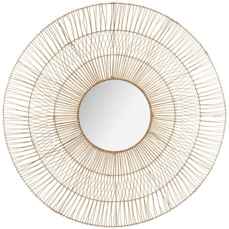 Atmosphera - Miroir Mural En Métal Et Rotin D 110 Cm - Beige 3 Atmosphera - Miroir Mural En Métal Et Rotin D 110 Cm - Beige