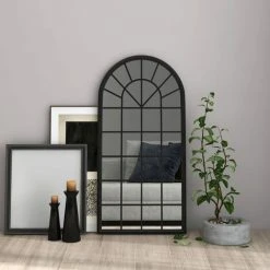 TRUE DEAL Miroir Noir 90x45 Cm Fer Pour Utilisation à L'intérieur