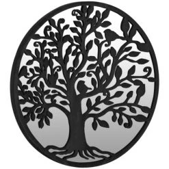 TRUE DEAL Miroir De Jardin Noir 60x2,5 Cm Fer Rond Utilisation Extérieure -Miroir Soldes Boutique 67303888 3