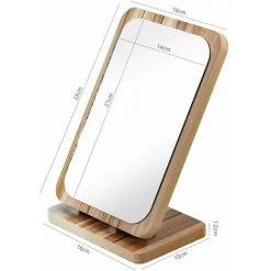 KAEJYIUT Miroir De Maquillage En Bois Miroir De Table En Bois Miroir De Bureau Portable Miroir Cosmétique Avec Cadre En Bois（Rectangle） -Miroir Soldes Boutique 67330629 2