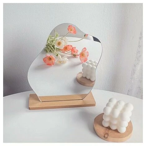 FUIENKO Miroir Décoratif, Base En Bois, Outils De Beauté Cosmétiques,Style 4 4 FUIENKO Miroir Décoratif, Base En Bois, Outils De Beauté Cosmétiques,Style 4 – Image 2