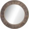 HOMCOM Miroir Rond Mural En Bois De Pin Style Naturel Ø 79 Cm - Marron -Miroir Soldes Boutique 67360651 1