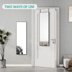 EMKE Miroir Pleine Longueur Carré Longue Miroir Miroir Mural Avec Cadre En Aluminium Grand Miroir De Sol Miroir Porte Pour Vestiaire/Couloir 120 * 37 Cm Noir -Miroir Soldes Boutique 67404467 3