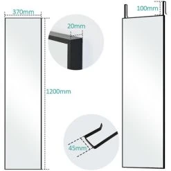 EMKE Miroir Pleine Longueur Carré Longue Miroir Miroir Mural Avec Cadre En Aluminium Grand Miroir De Sol Miroir Porte Pour Vestiaire/Couloir 120 * 37 Cm Noir -Miroir Soldes Boutique 67404467 4