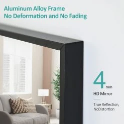 EMKE Miroir Sur Pied Miroir Mural Rectangulaire 160 X 40 Cm Noir Miroir Suspendu Mural Avec Support Amovible Miroir De Sol Sur Pied En Alliage D'aluminium Miroir Pleine Longueur Pour Dressing/Vestiaire -Miroir Soldes Boutique 67404525 2