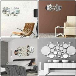 TANèTUE Miroirs Muraux Rond, 3D Amovible Miroir Autocollant Stickers Avec Adhésif Pour Chambre Salon Décoration D'intérieur 26 Pcs -Miroir Soldes Boutique 67426103 4