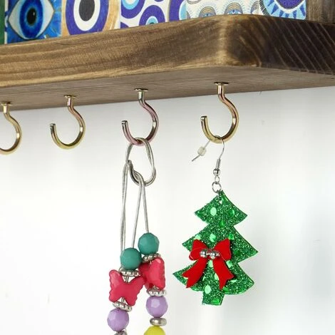 COTECOSY Miroir Mural Dallat L32,5xH33cm Bois Massif Motif Yeux Bleu - Bleu 6 COTECOSY Miroir Mural Dallat L32,5xH33cm Bois Massif Motif Yeux Bleu - Bleu – Image 4