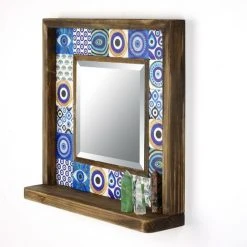 COTECOSY Miroir Mural Dallat L32,5xH33cm Bois Massif Motif Yeux Bleu - Bleu 11 COTECOSY Miroir Mural Dallat L32,5xH33cm Bois Massif Motif Yeux Bleu - Bleu -Miroir Soldes Boutique 67432904 5