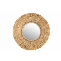 LANADECO Miroir Rond En Rotin Et Raphia Naturel - Naturel