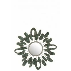 LANADECO Miroir Rond Dans Cadres Représentant Des Ovales En Métal Vert Et Or - Vert