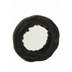 LANADECO Miroir Rond Dans Cadre En Bois De Paulownia Noir Irrégulier - Marron
