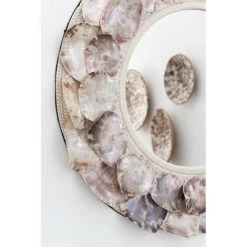 LANADECO Miroir Rond Dans Cadre De Coquillages Mauve - Naturel