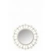 LANADECO Miroir Rond Dans Un Cadre En Bambou Gris Clair Ajouré - Blanc -Miroir Soldes Boutique 67485700 1