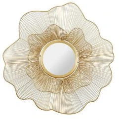 OSTARIA Miroir Fleur Métal Doré D70 - Or