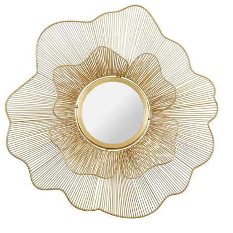 OSTARIA Miroir Fleur Métal Doré D70 - Or 3 OSTARIA Miroir Fleur Métal Doré D70 - Or