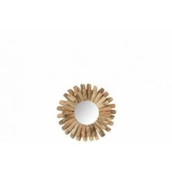 LANADECO Miroir Dans Cadre Rond De Bois Flotté - Naturel