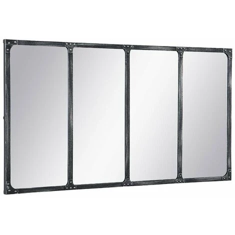 VENTE-UNIQUE.COM Miroir Fenêtre Industriel En Fer - L. 140 X H. 75 Cm - Noir Effet Vieilli - MAASTRICHT - Noir 5 VENTE-UNIQUE.COM Miroir Fenêtre Industriel En Fer - L. 140 X H. 75 Cm - Noir Effet Vieilli - MAASTRICHT - Noir – Image 3